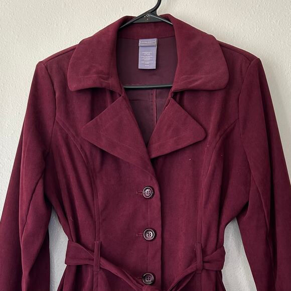 Vintage Laura Scott Blazer tie belt faux suede office career Y2K fall winter M - Picture 3 of 10